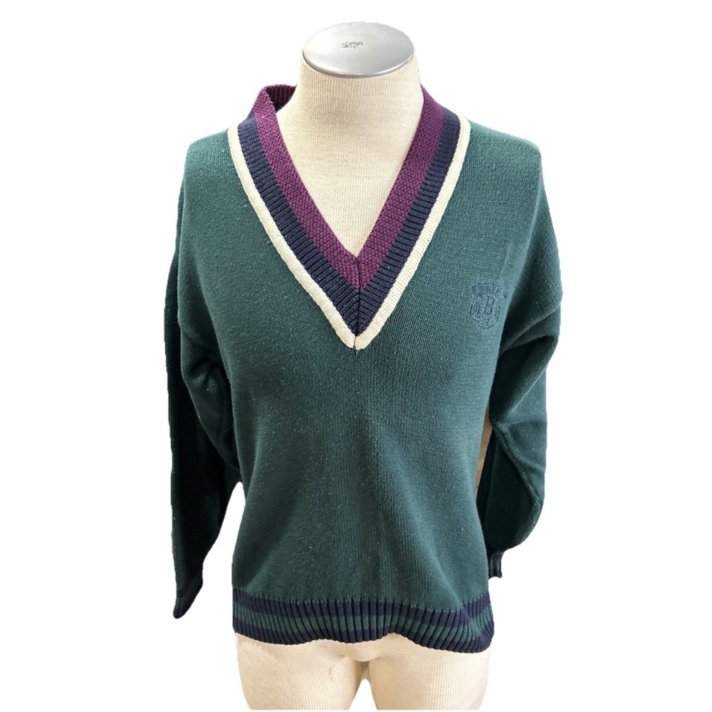 Buggle Boy Vintage Sweater XL Mens Vneck Green University
